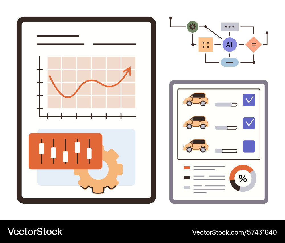 Ai-powered data analysis with graphs charts Ai-powered data analysis with graphs charts vector image