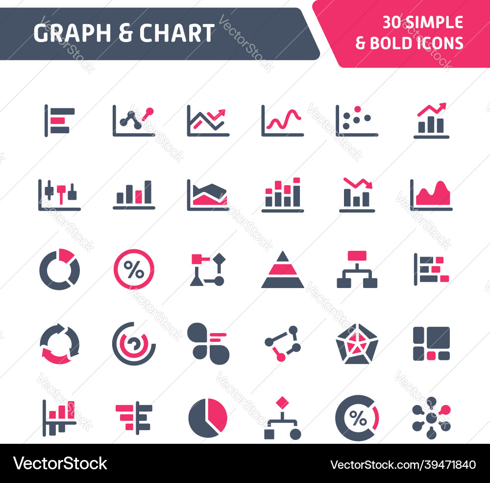 Chart & Graph Icon Set vector image