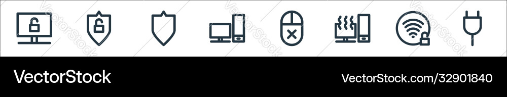 Computer hardware line icons linear set quality Computer hardware line icons linear set quality vector image