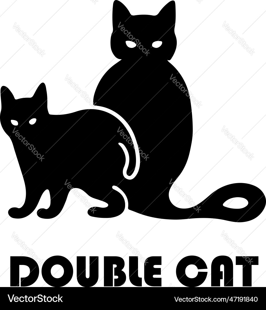 Double cat in negative space logo file Double cat in negative space logo file vector image