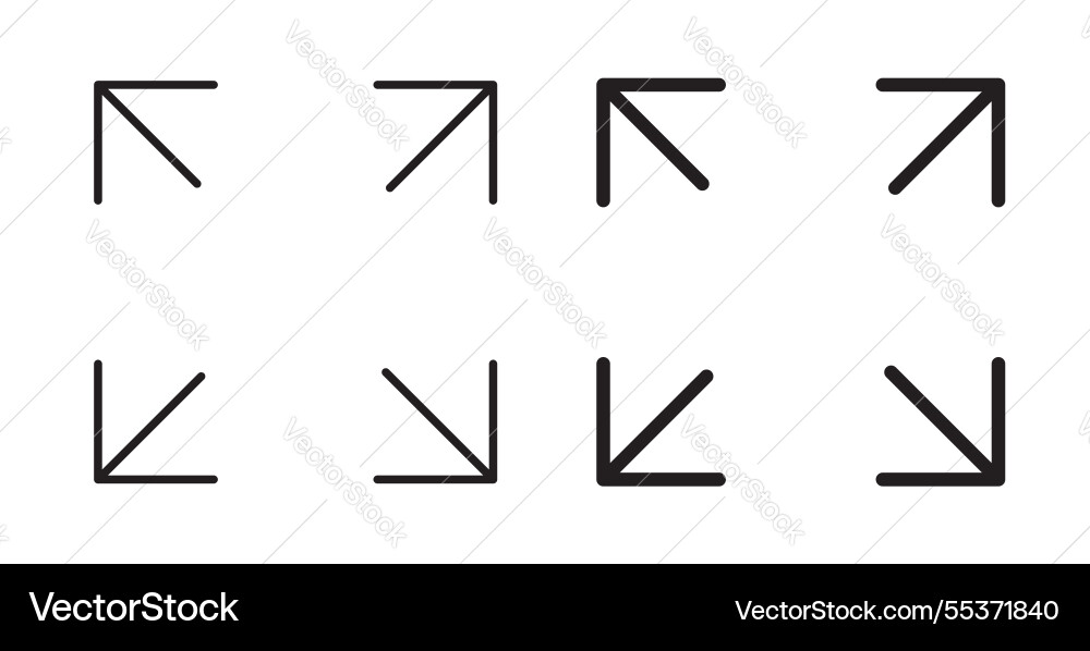 Expand icon set in thin line for web Expand icon set in thin line for web vector image