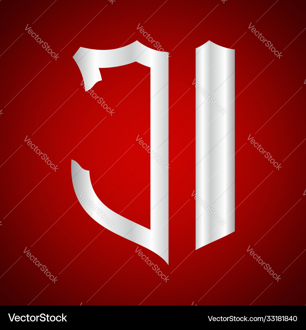 Initials j i shield shape with silver color Initials j i shield shape with silver color Vector Image
