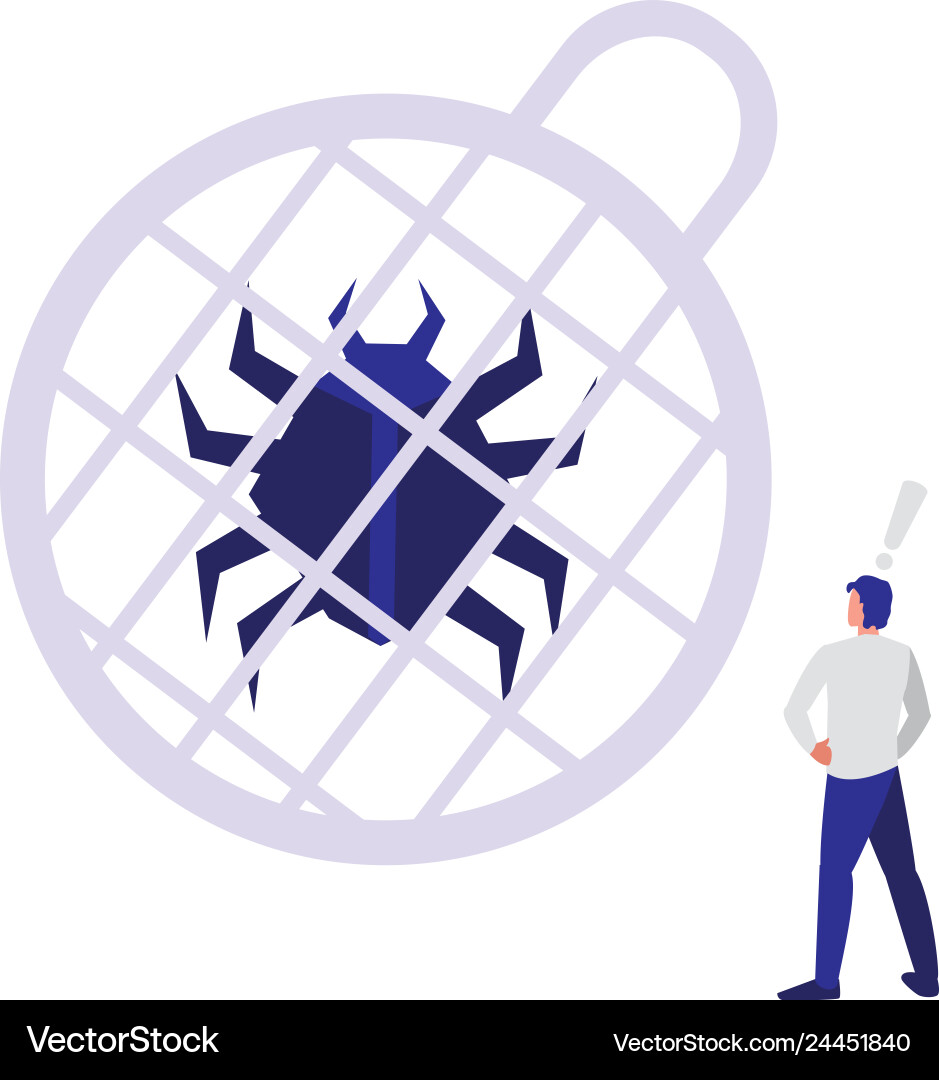 Man using bug animal with sphere planet Man using bug animal with sphere planet vector image