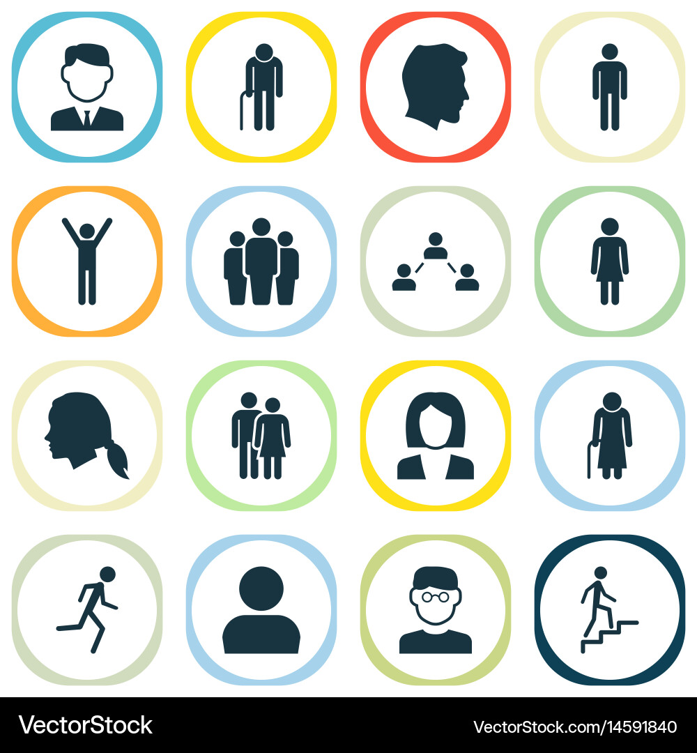 People Icon Set - Diverse Individuals Vector Image