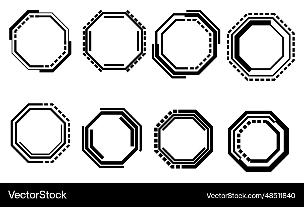 Set of hud octagon modern user interface elements Set of hud octagon modern user interface elements vector image