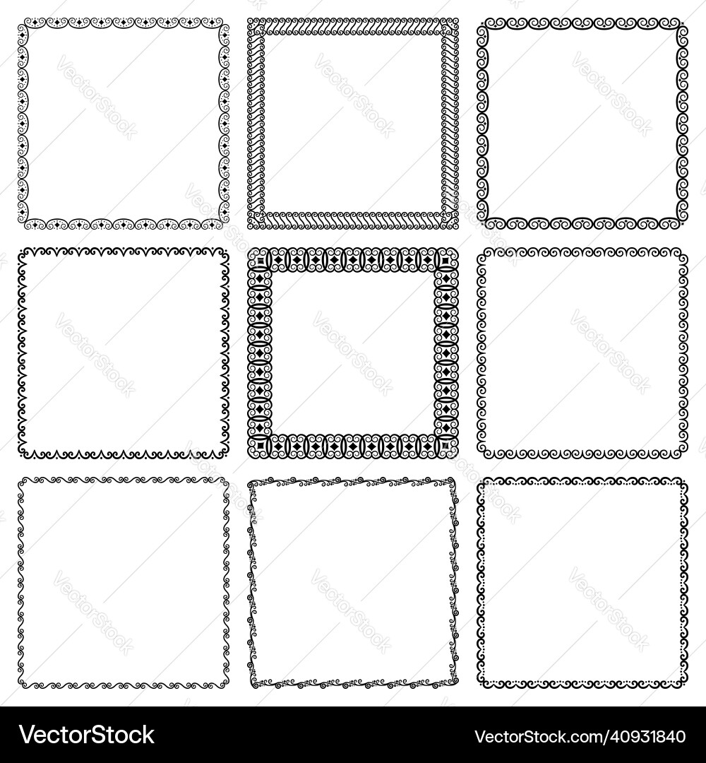 Set of square narrow and wide simple frames Set of square narrow and wide simple frames vector image
