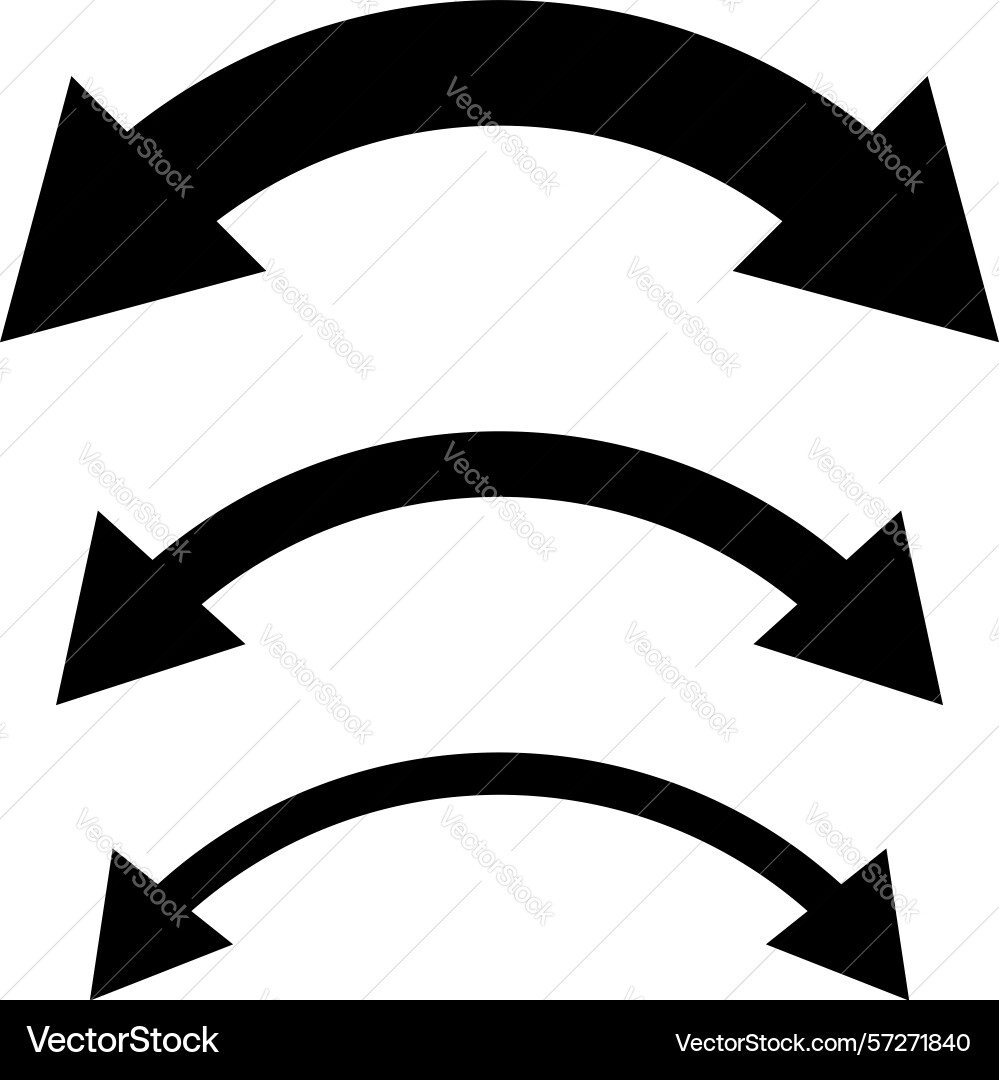Three double sided arrows in various sizes Vector Image
