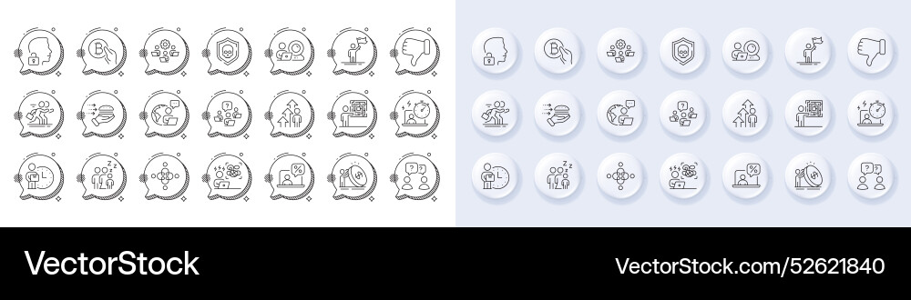 Timer delivery man and sleep line icons for web Vector Image