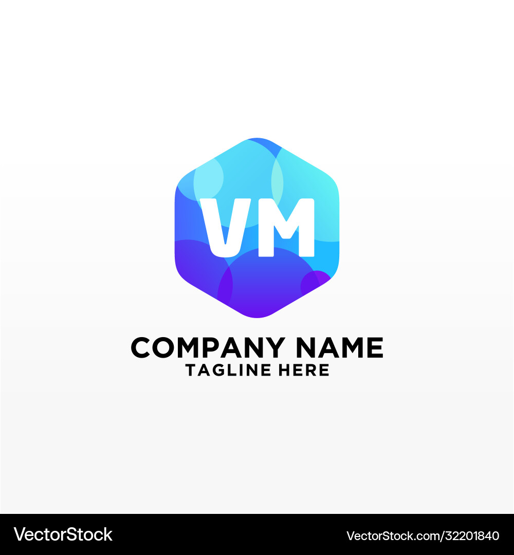 Vm initial logo with colorful circle template Vector Image