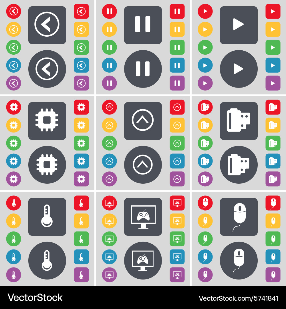 Arrow left pause media play processor up vector image