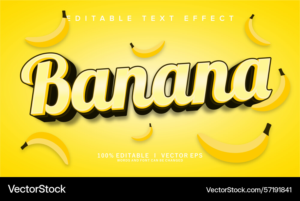 Banana text effect with modern style design vector image