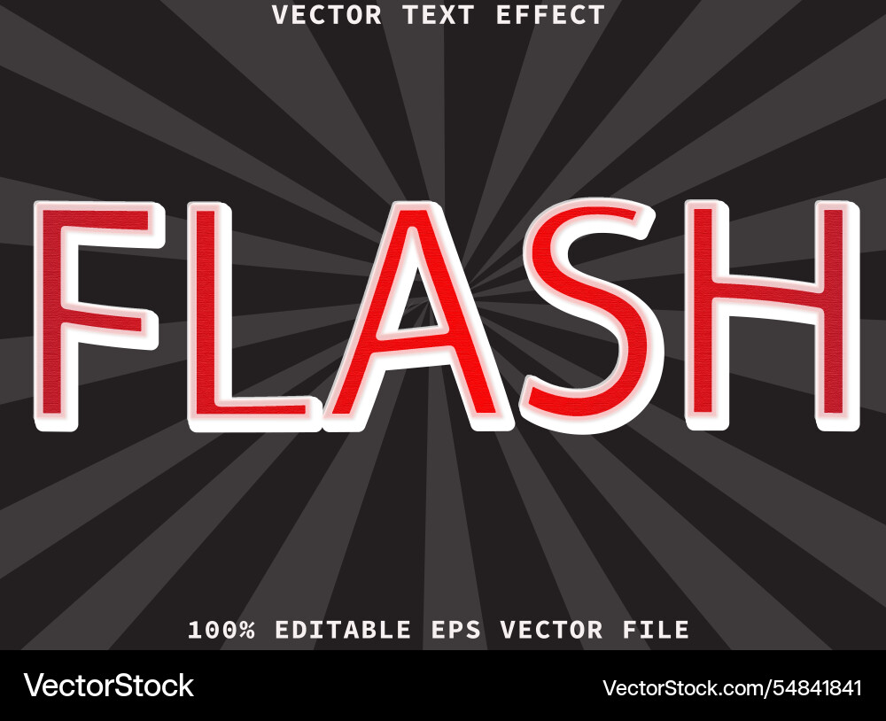 Editable text effect flash screen modern Vector Image