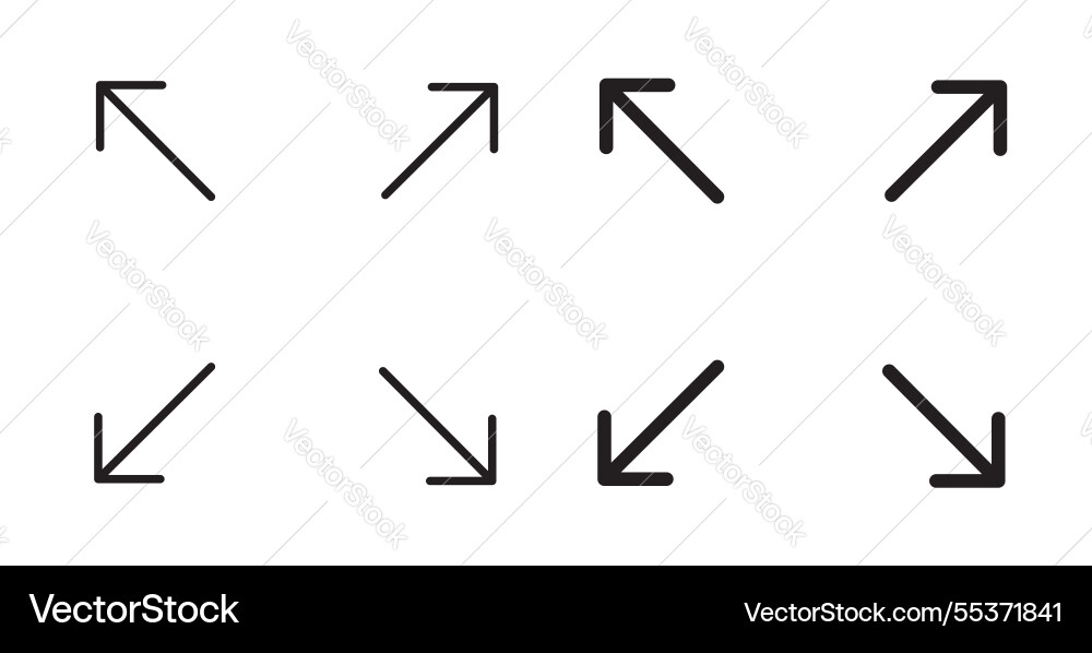 Expand icon set in thin line for web Expand icon set in thin line for web vector image