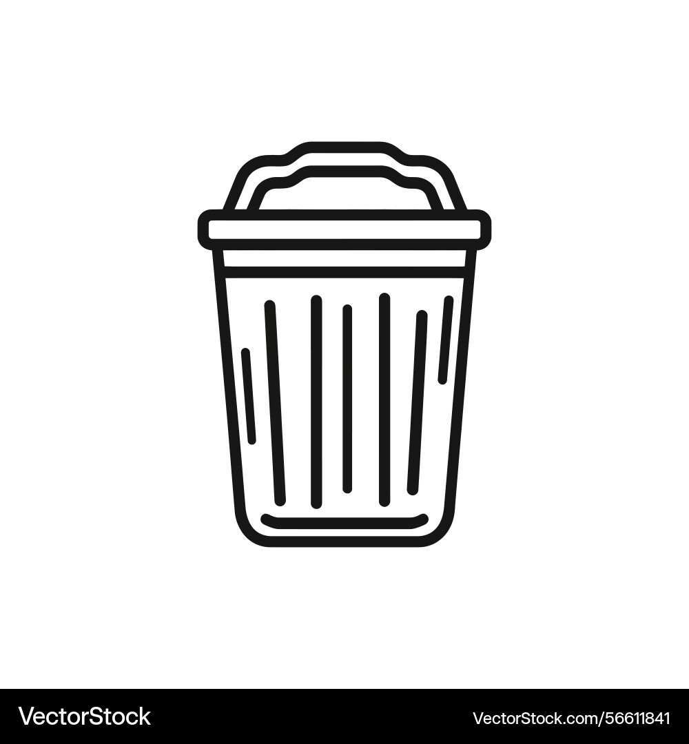 Line art trash can icon with handle minimalist Vector Image