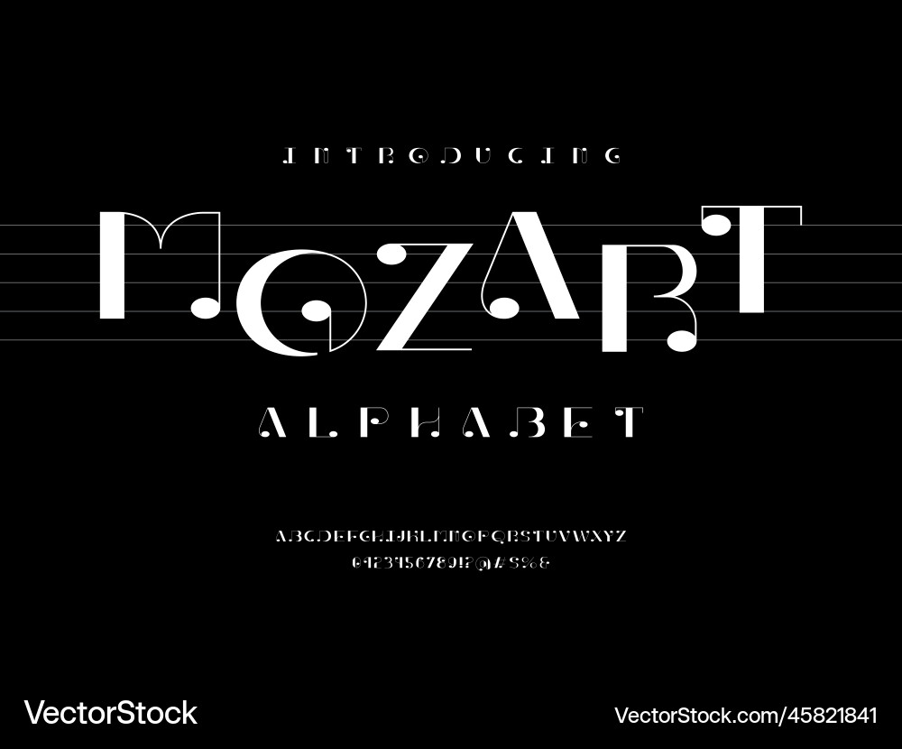 Musical Note Font & Alphabet vector image