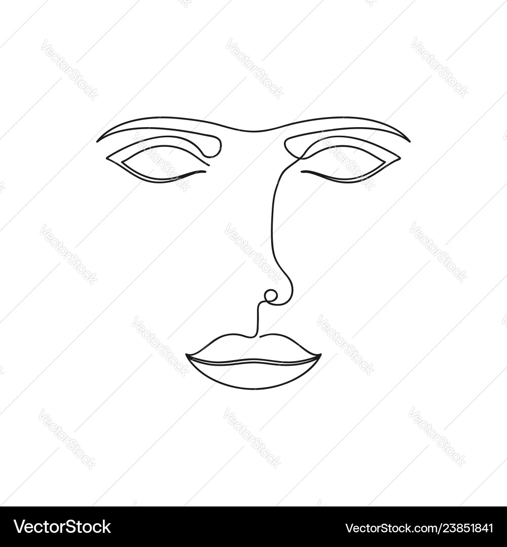 One line abstract face continuous drawing Vector Image