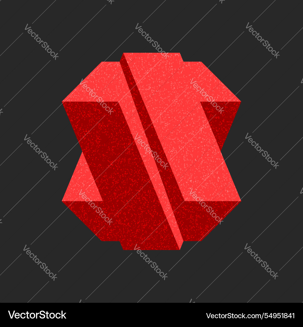 Red impossible object 3d overlapping geometric Red impossible object 3d overlapping geometric vector image