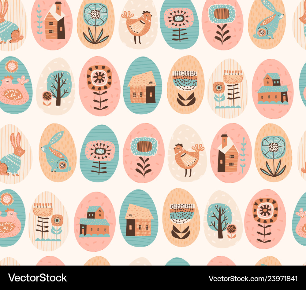 Seamless pattern with easter symbols Vector Image
