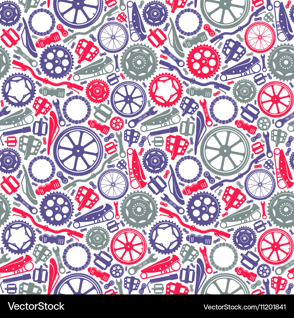 Seamless pattern with image of bicycle details vector image