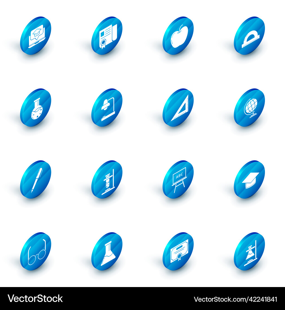 Set certificate template apple protractor grid vector image