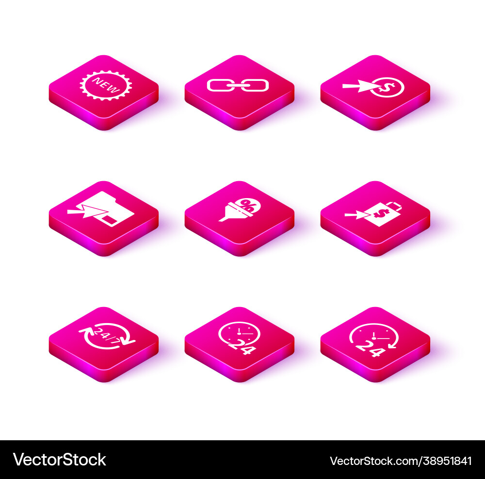 Set clock 24 hours cursor click document folder Set clock 24 hours cursor click document folder vector image