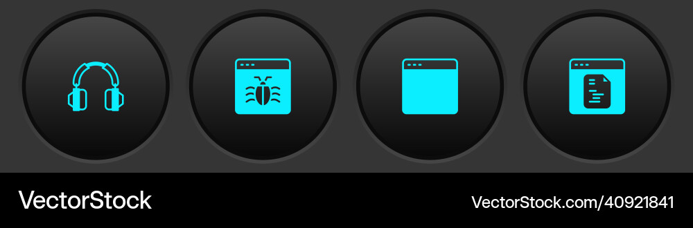 Set headphones system bug browser window Set headphones system bug browser window vector image