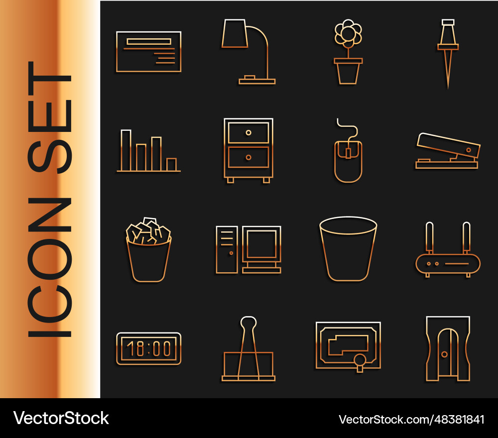 Set line pencil sharpener router and wi-fi signal vector image