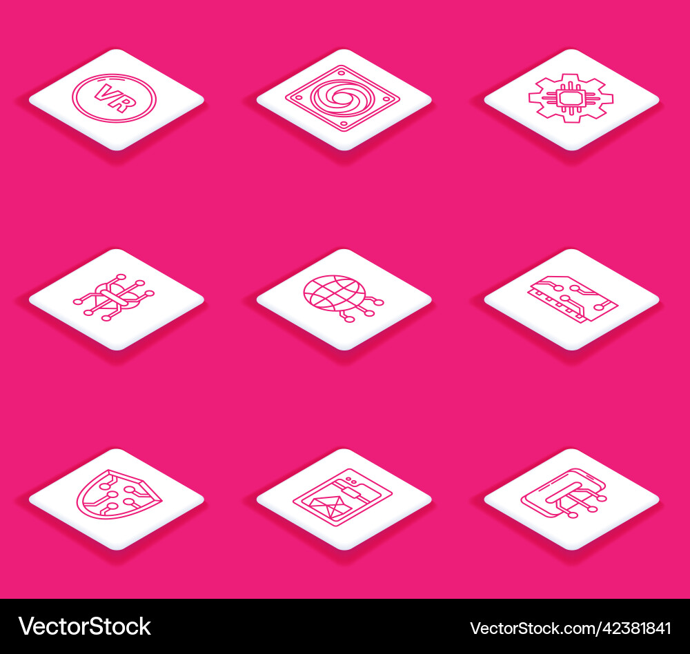 Set line virtual reality computer cooler Set line virtual reality computer cooler vector image