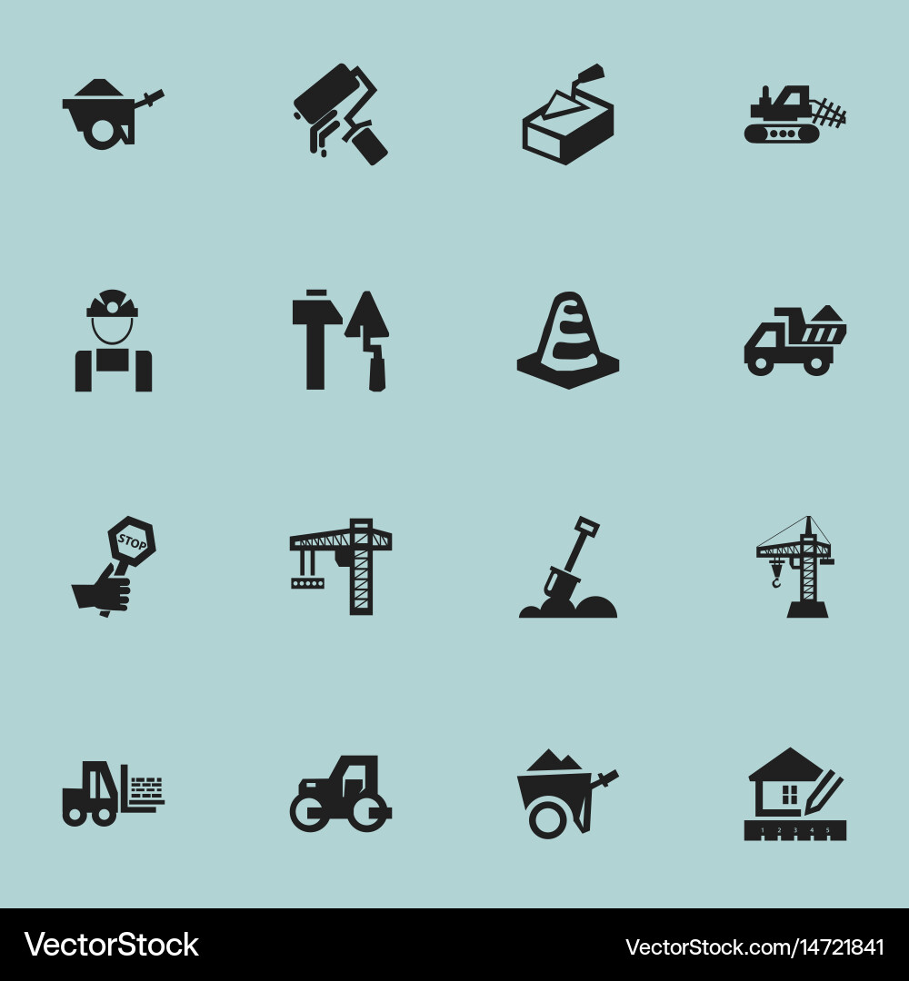Set of 16 editable structure icons includes vector image