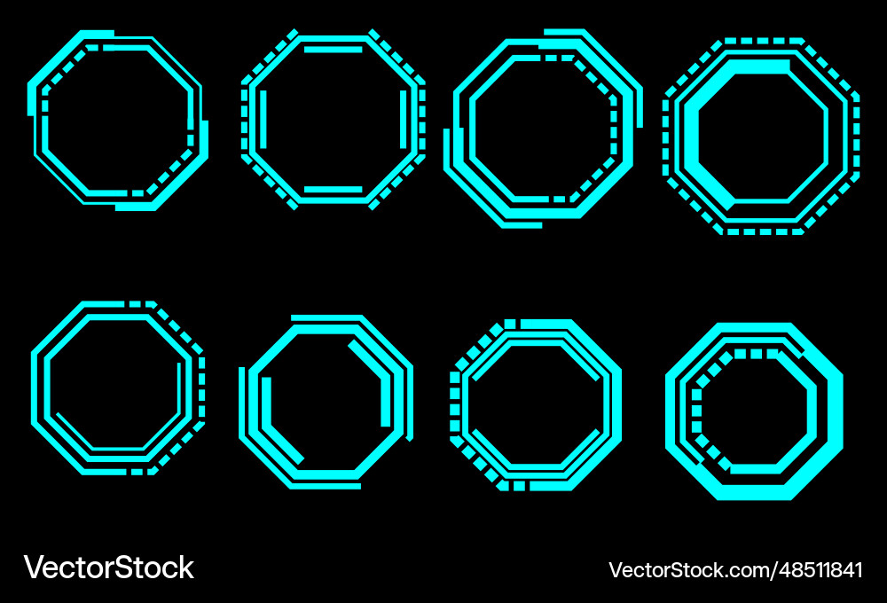 Set of hud octagon modern user interface elements Vector Image