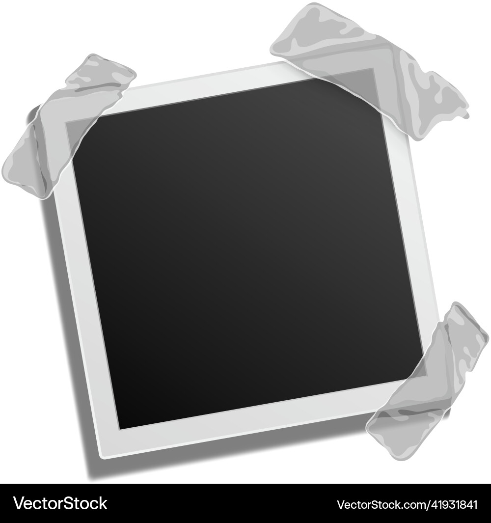 Square photo mockup realistic vintage sticked Square photo mockup realistic vintage sticked vector image