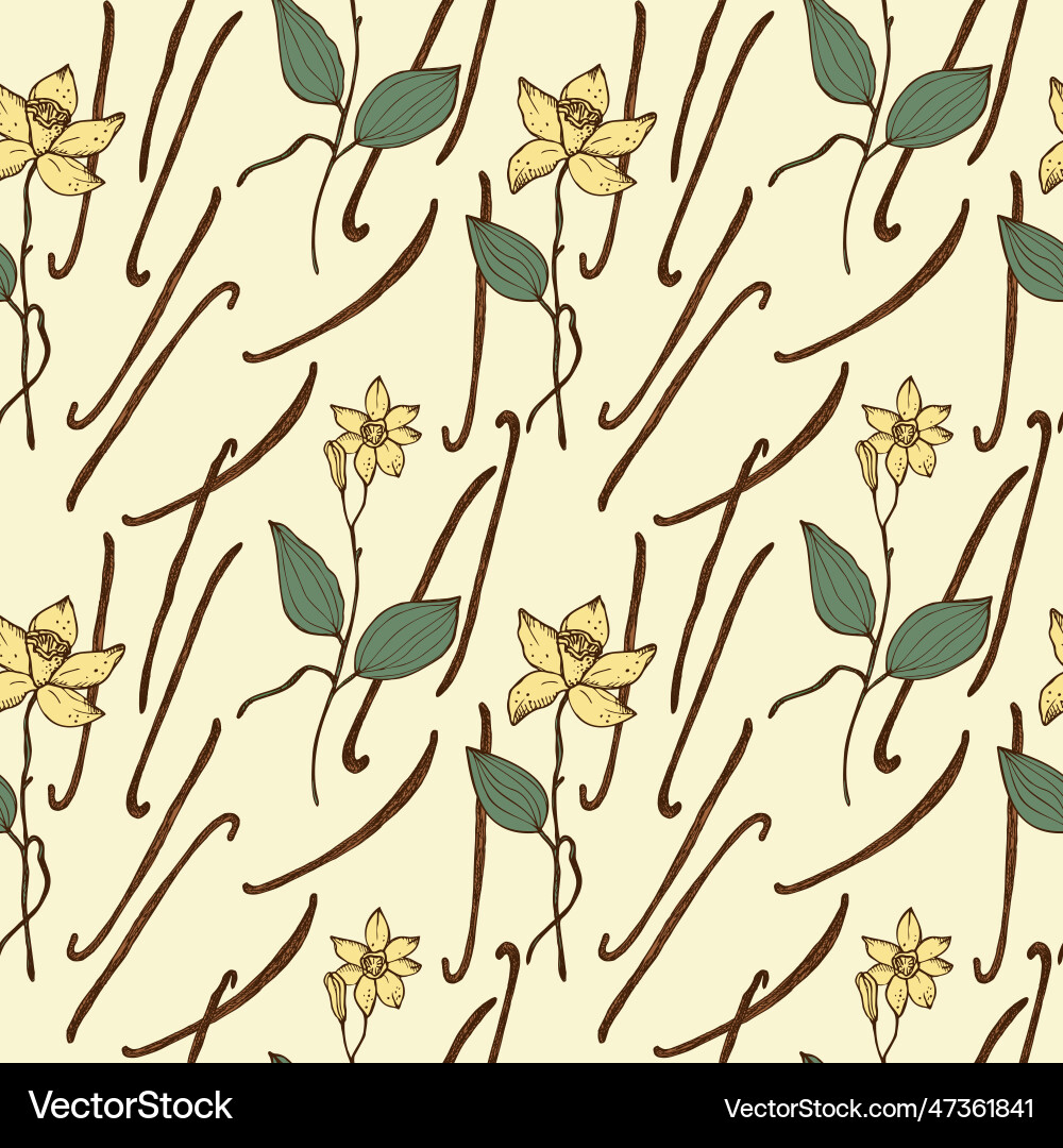 Vanilla seamless repeating pattern Vanilla seamless repeating pattern vector image