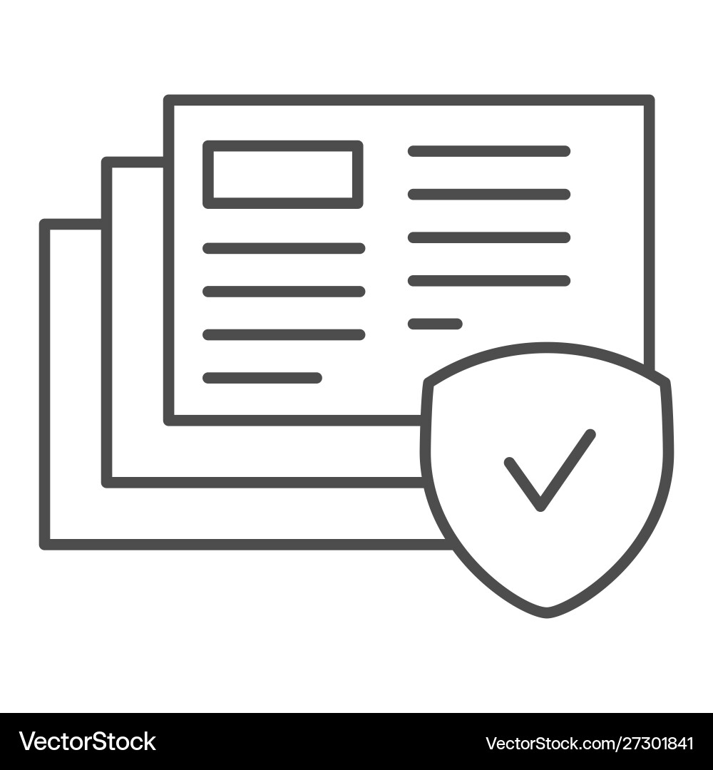 Verified paper thin line icon report with check Verified paper thin line icon report with check vector image