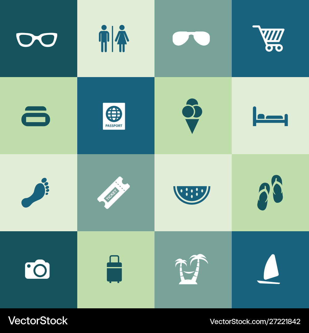 Beach icons universal set for web and ui vector image