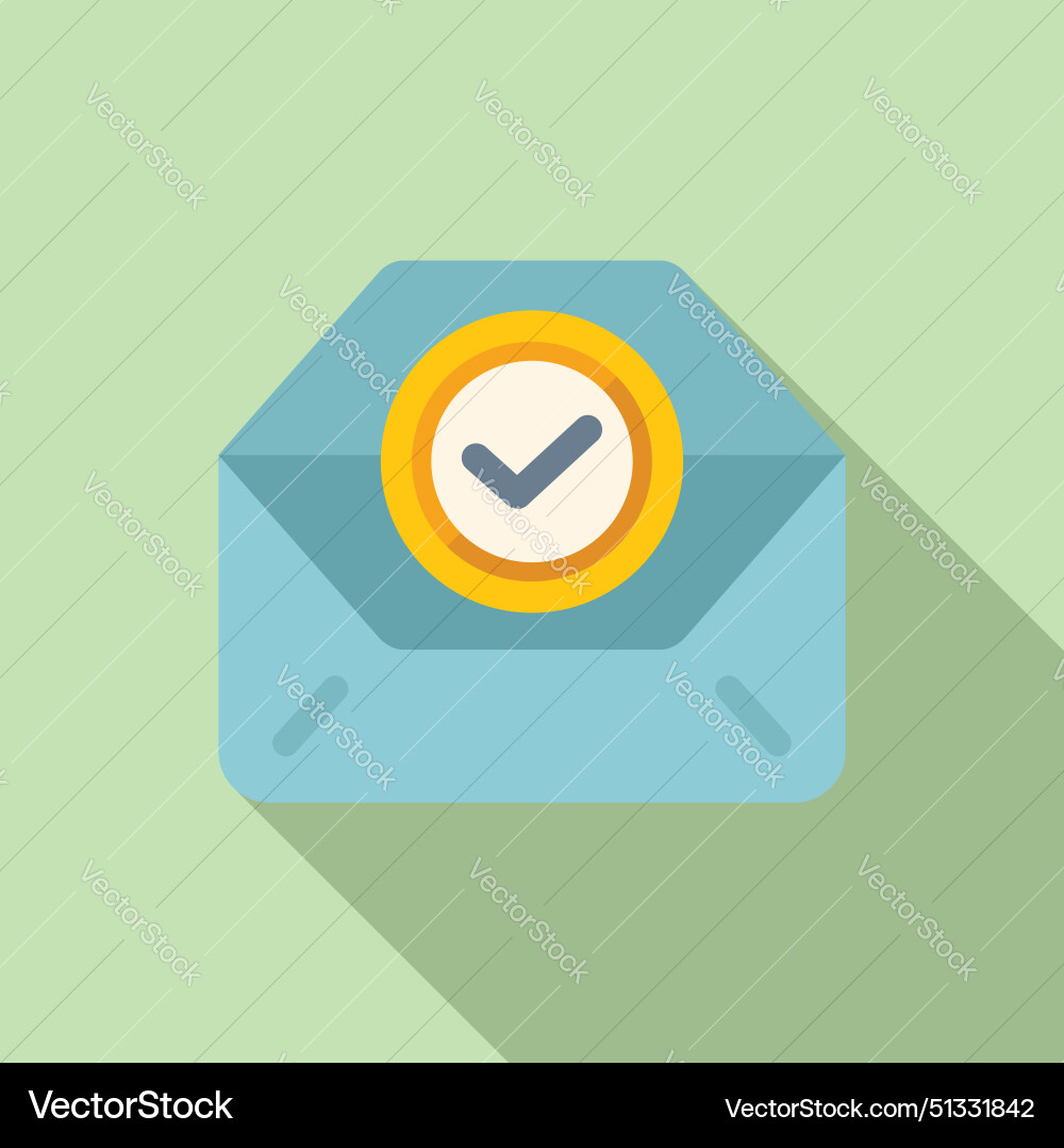Flat design icon of a sealed envelope with check Flat design icon of a sealed envelope with check Vector Image