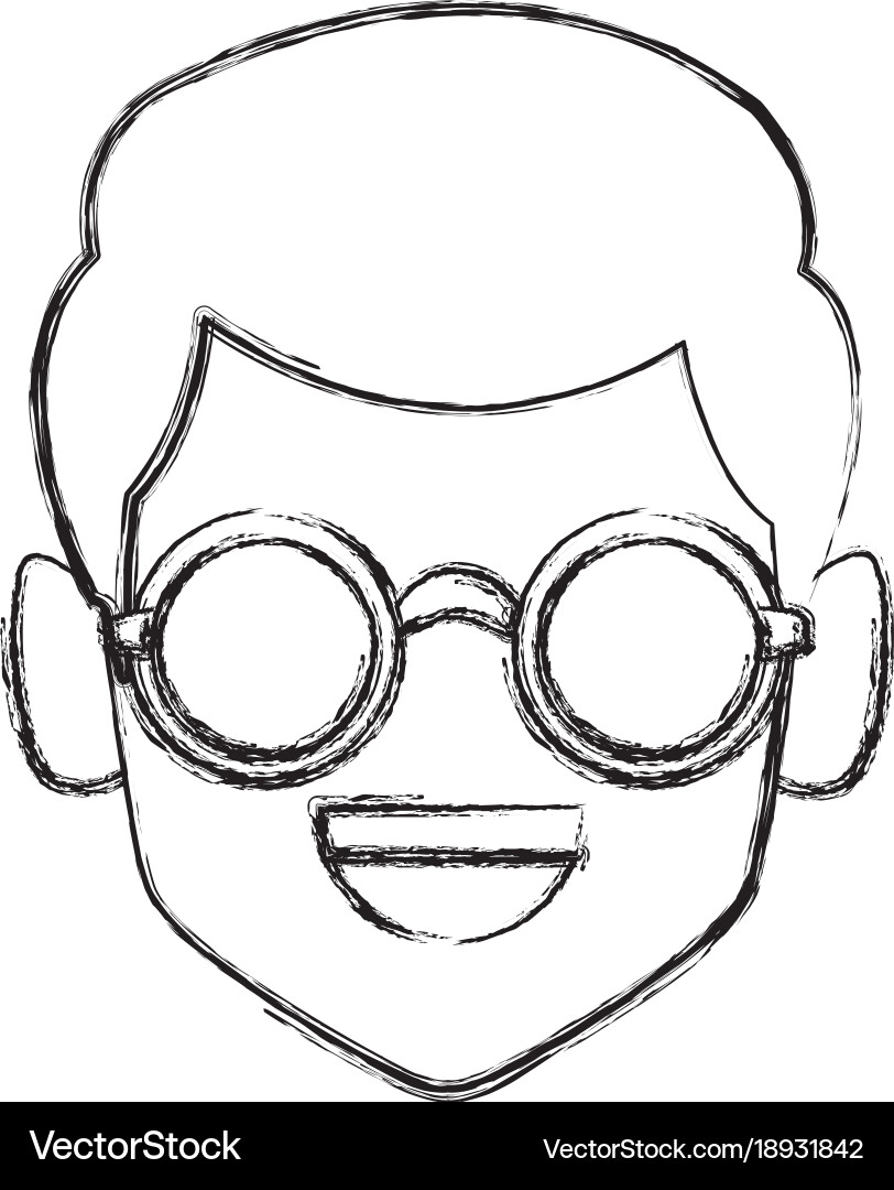 Geek man with round frame glasses vector image