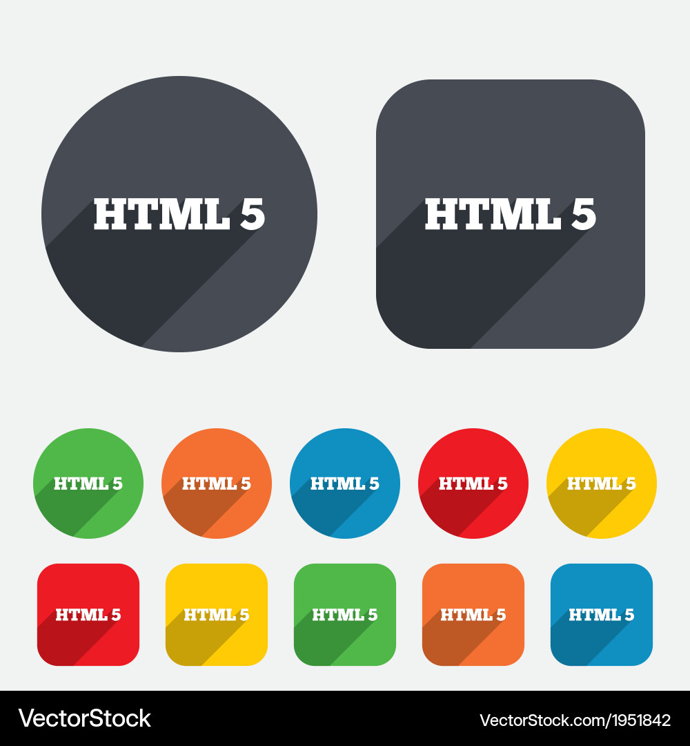 Html5 sign icon new markup language symbol vector image