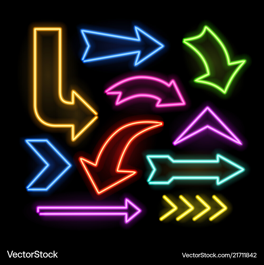 Neon glowing arrow pointer Neon glowing arrow pointer vector image