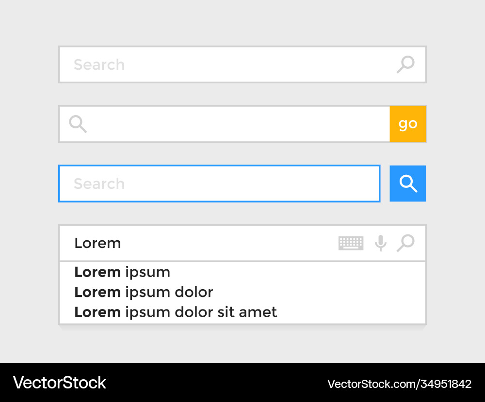 Search bar web page internet browser element Search bar web page internet browser element Vector Image
