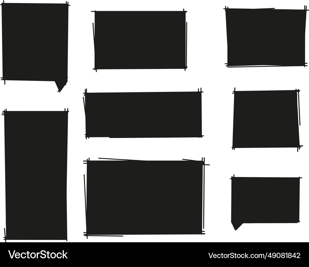 Set of hand drawn text boxes graphics clouds Set of hand drawn text boxes graphics clouds vector image
