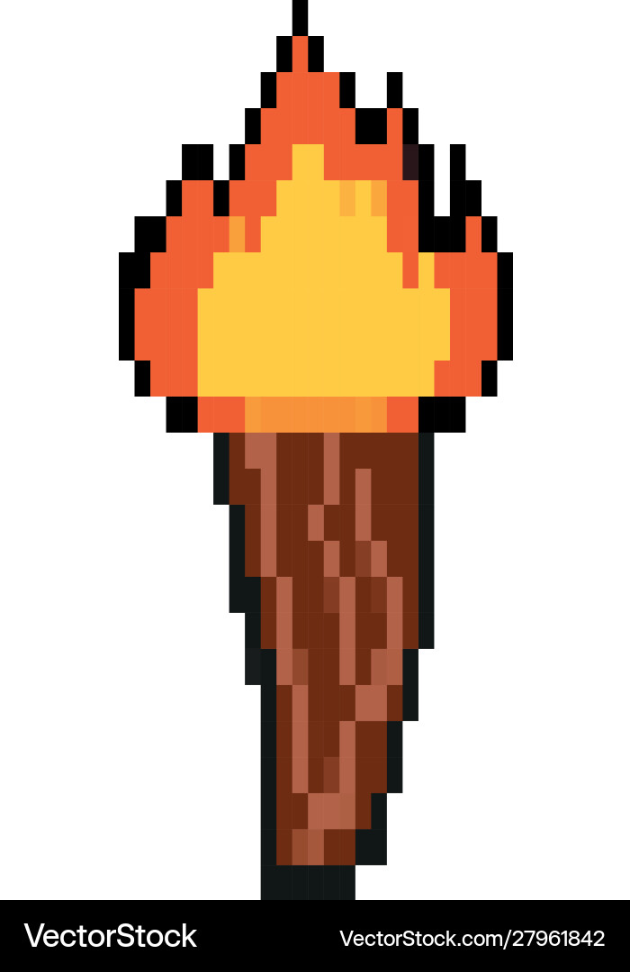Torch flame 8 bits pixelated style icon Vector Image