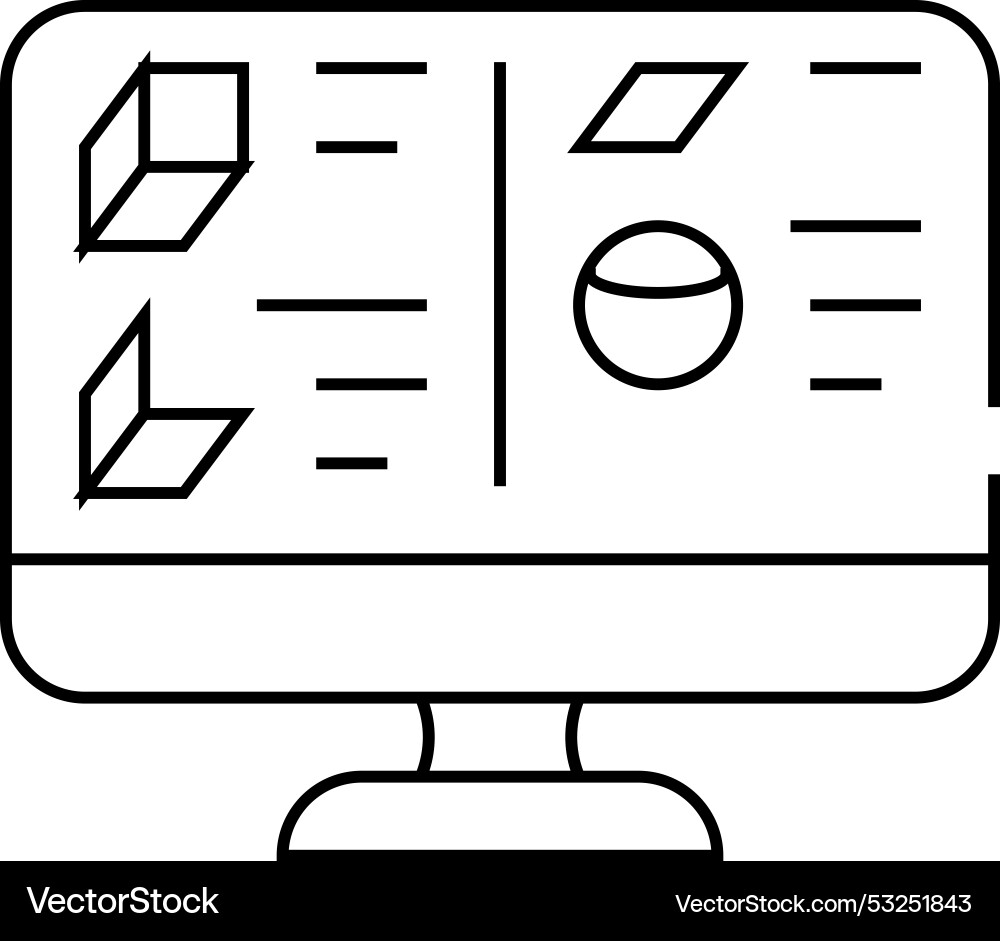 3d object library line icon 3d object library line icon vector image