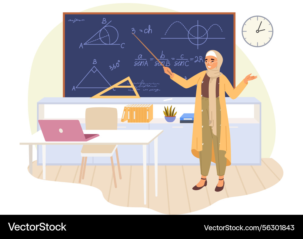 An instructor explains geometry topics An instructor explains geometry topics vector image