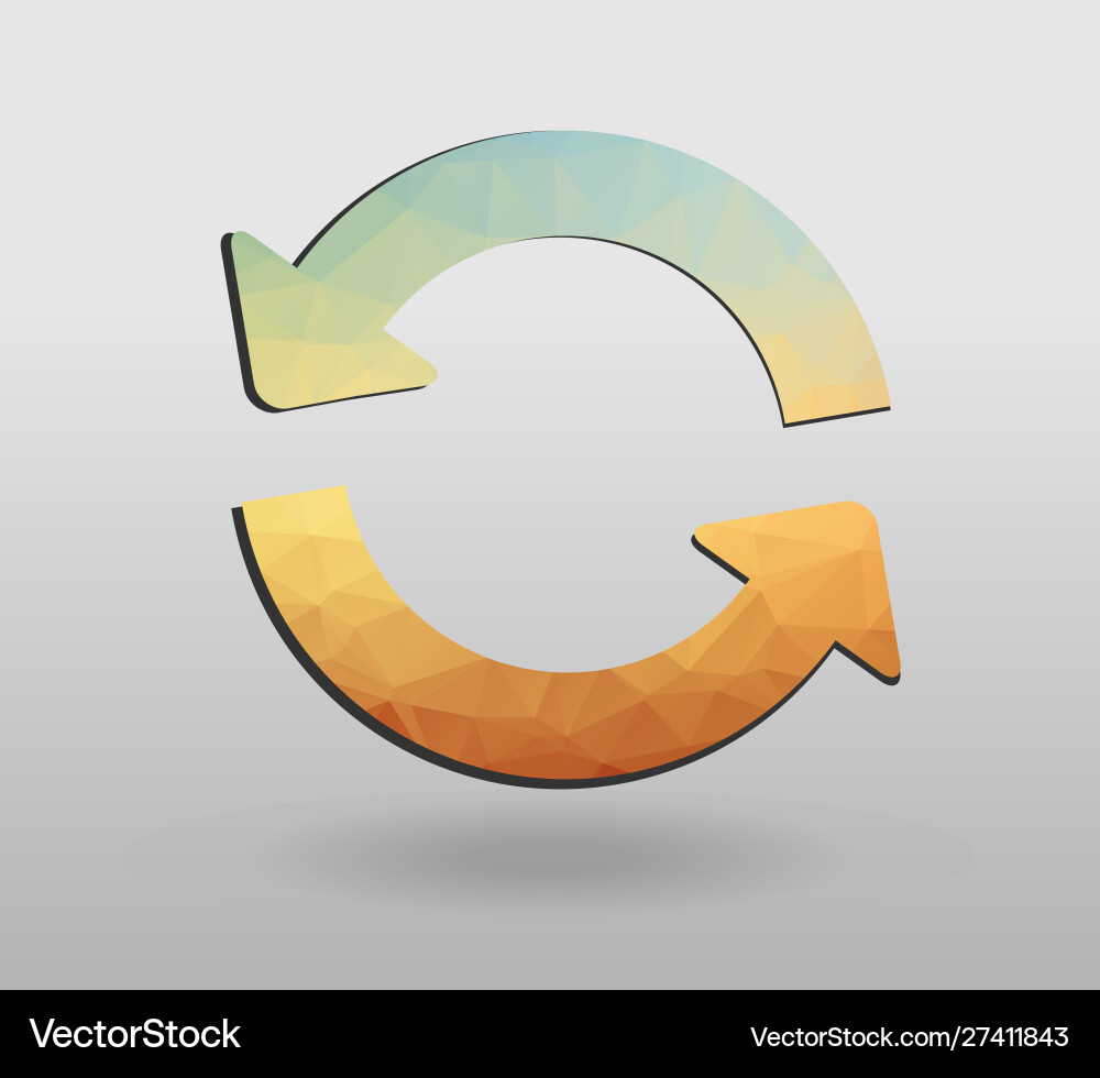 Arrow refresh icon reload sign with polygonal Arrow refresh icon reload sign with polygonal Vector Image