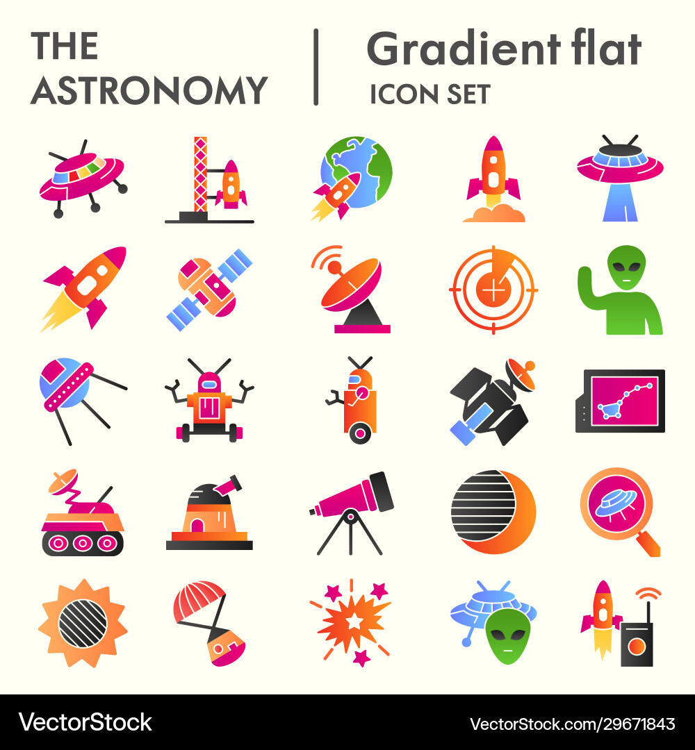 Astronomy Line Icon Set - Space Objects vector image