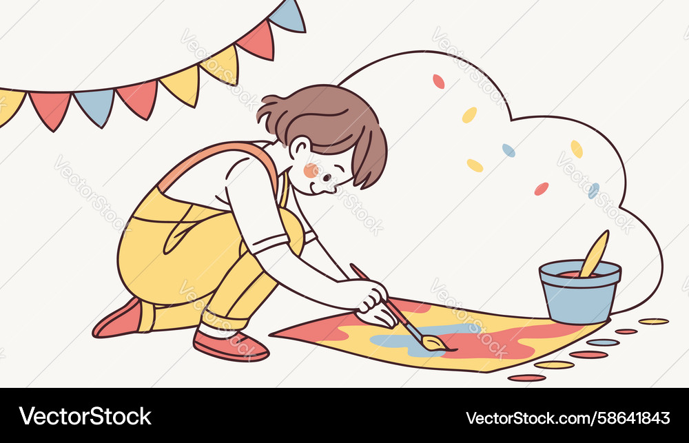 Child Creating Abstract Art Vector Image