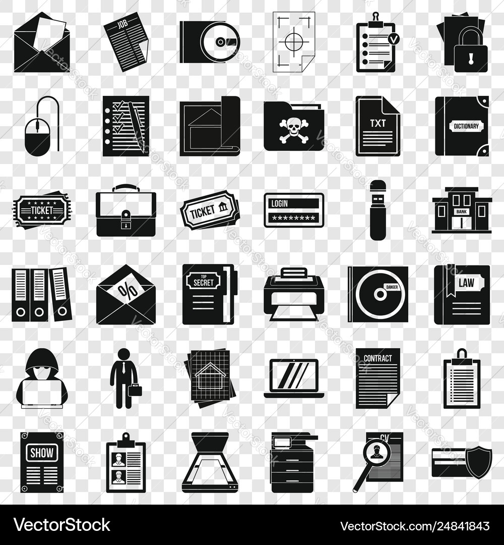 Document icons set simple style Document icons set simple style vector image