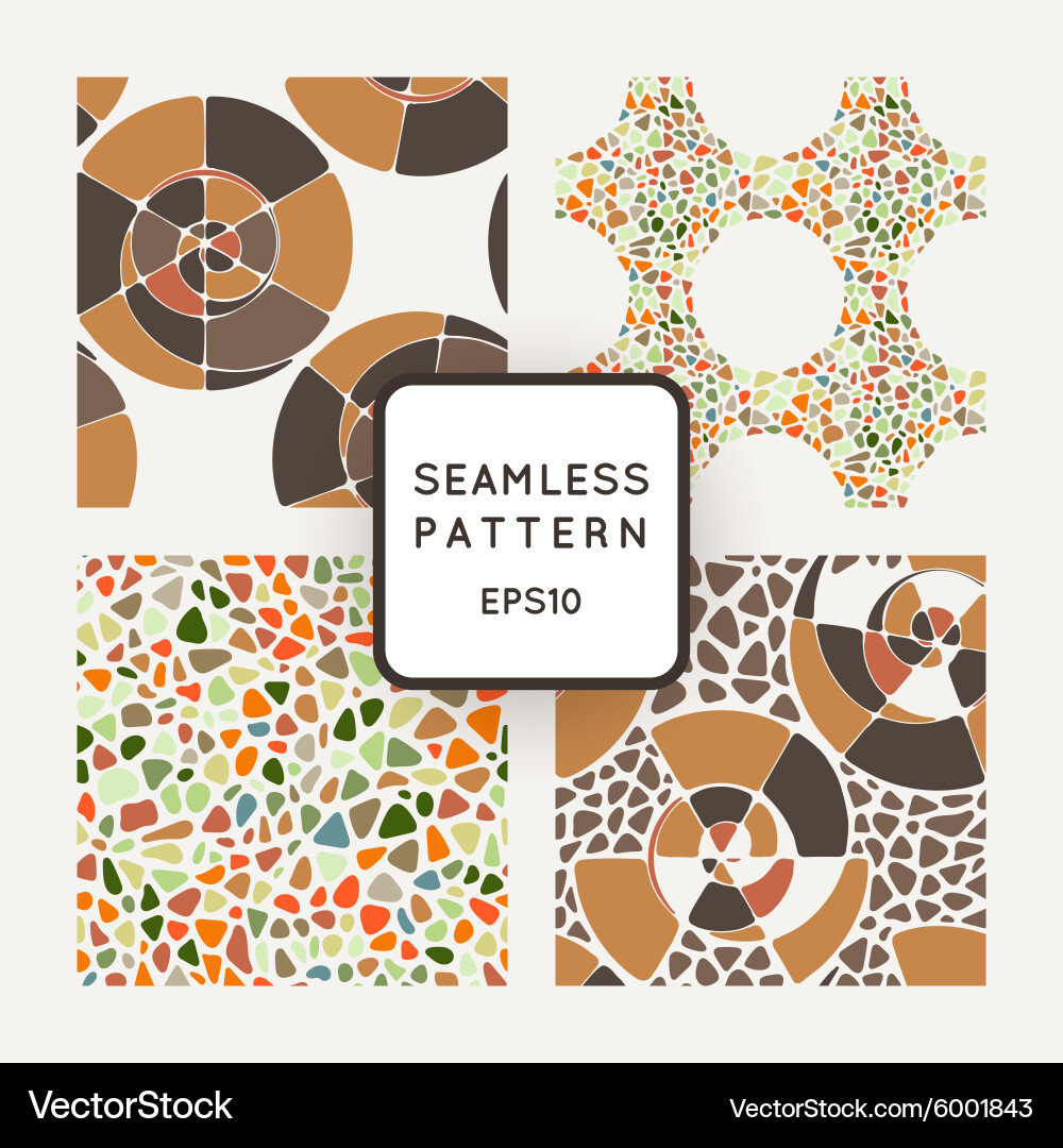 Four pattern with elements like seashells vector image