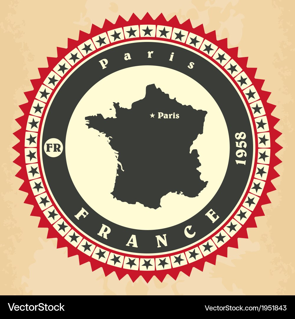 Frankreich Aufkleber - Vintage Label vektorbild