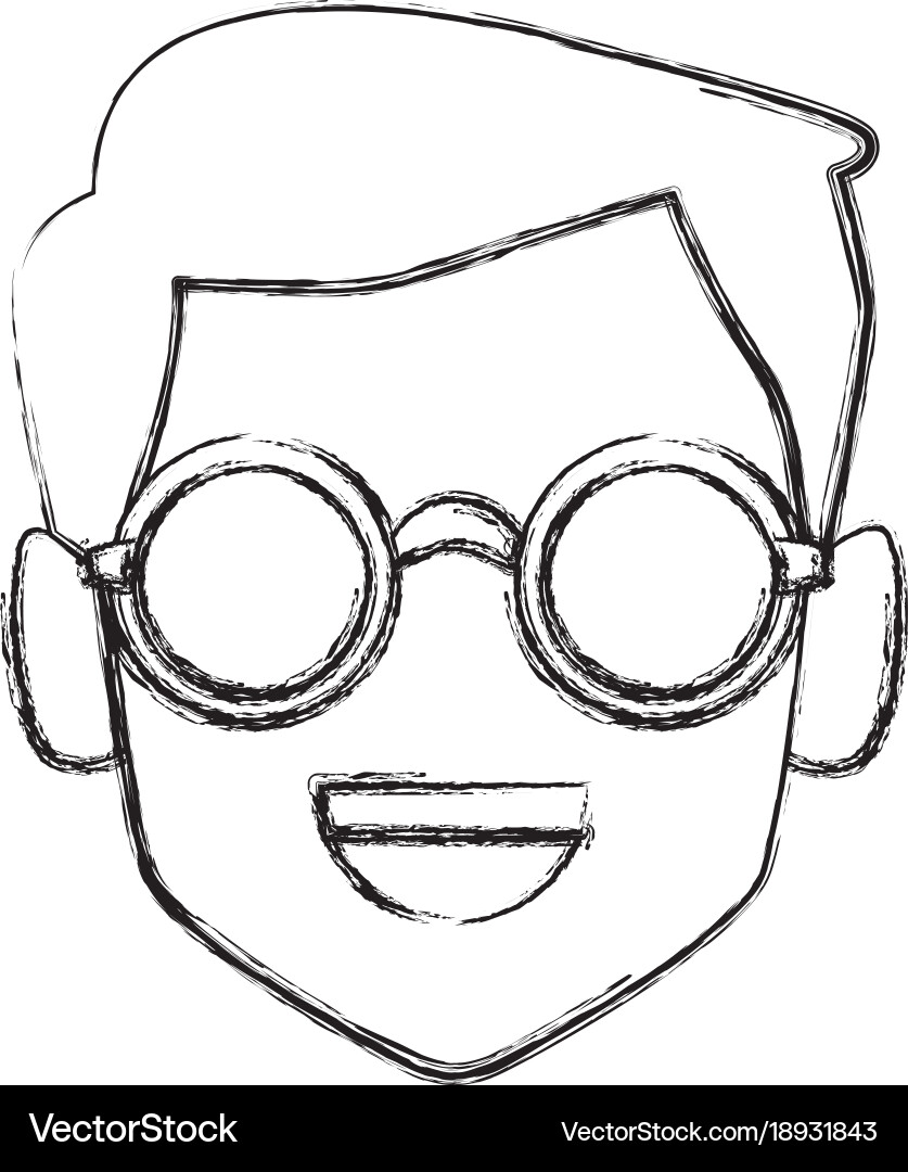 Geek man with round frame glasses vector image